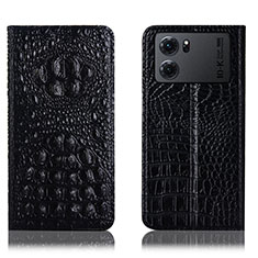 Leather Case Stands Flip Cover Holder H01P for Oppo K10 5G Black