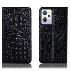 Leather Case Stands Flip Cover Holder H01P for Oppo K10X 5G Black