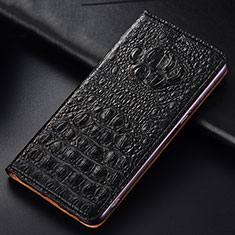 Leather Case Stands Flip Cover Holder H01P for Oppo K11x 5G Black