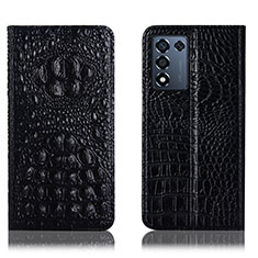 Leather Case Stands Flip Cover Holder H01P for Oppo K9S 5G Black