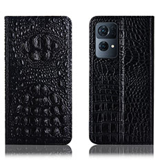 Leather Case Stands Flip Cover Holder H01P for Oppo Reno7 Pro 5G Black
