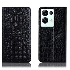 Leather Case Stands Flip Cover Holder H01P for Oppo Reno8 Pro+ Plus 5G Black