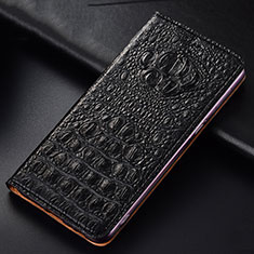 Leather Case Stands Flip Cover Holder H01P for Samsung Galaxy M21s Black