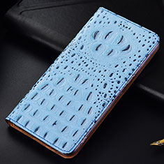 Leather Case Stands Flip Cover Holder H01P for Samsung Galaxy S21 5G Sky Blue