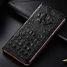 Leather Case Stands Flip Cover Holder H01P for Samsung Galaxy S21 Ultra 5G Black