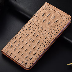 Leather Case Stands Flip Cover Holder H01P for Samsung Galaxy S22 Plus 5G Khaki