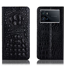 Leather Case Stands Flip Cover Holder H01P for Vivo iQOO 9 Pro 5G Black