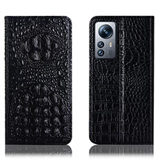 Leather Case Stands Flip Cover Holder H01P for Xiaomi Mi 12 Lite 5G Black