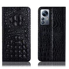 Leather Case Stands Flip Cover Holder H01P for Xiaomi Mi 12X 5G Black