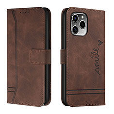 Leather Case Stands Flip Cover Holder H01X for Huawei Honor 60 SE 5G Brown