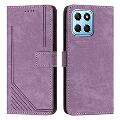 Leather Case Stands Flip Cover Holder H01X for Huawei Honor X6 5G Purple