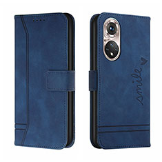 Leather Case Stands Flip Cover Holder H01X for Huawei P50e Blue