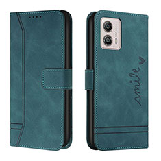 Leather Case Stands Flip Cover Holder H01X for Motorola Moto G53 5G Green
