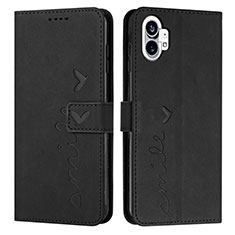 Leather Case Stands Flip Cover Holder H01X for Nothing Phone 1 Black