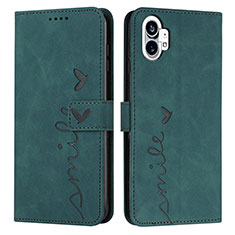 Leather Case Stands Flip Cover Holder H01X for Nothing Phone 1 Green