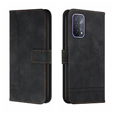 Leather Case Stands Flip Cover Holder H01X for Oppo A95 4G Black