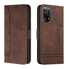 Leather Case Stands Flip Cover Holder H01X for Oppo Find X5 5G Brown