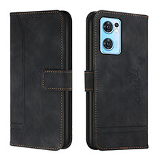 Leather Case Stands Flip Cover Holder H01X for Oppo Reno7 5G Black