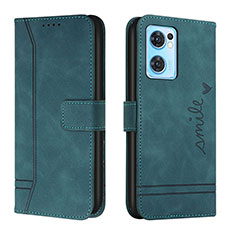 Leather Case Stands Flip Cover Holder H01X for Oppo Reno7 5G Green