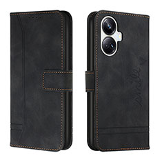 Leather Case Stands Flip Cover Holder H01X for Realme 10 Pro+ Plus 5G Black