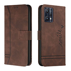 Leather Case Stands Flip Cover Holder H01X for Realme 9 4G Brown