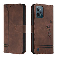 Leather Case Stands Flip Cover Holder H01X for Realme C31 Brown