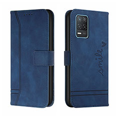 Leather Case Stands Flip Cover Holder H01X for Realme Q3 5G Blue