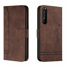 Leather Case Stands Flip Cover Holder H01X for Sony Xperia 1 III Brown