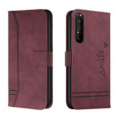 Leather Case Stands Flip Cover Holder H01X for Sony Xperia 1 III Red