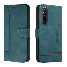 Leather Case Stands Flip Cover Holder H01X for Sony Xperia 1 V Green