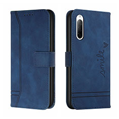 Leather Case Stands Flip Cover Holder H01X for Sony Xperia 10 II Blue