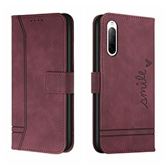 Leather Case Stands Flip Cover Holder H01X for Sony Xperia 10 III Red