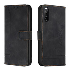 Leather Case Stands Flip Cover Holder H01X for Sony Xperia 10 IV Black
