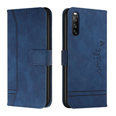 Leather Case Stands Flip Cover Holder H01X for Sony Xperia 10 V Blue