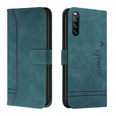 Leather Case Stands Flip Cover Holder H01X for Sony Xperia 10 V Green