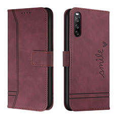 Leather Case Stands Flip Cover Holder H01X for Sony Xperia 10 V Red