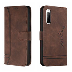 Leather Case Stands Flip Cover Holder H01X for Sony Xperia L4 Brown