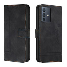 Leather Case Stands Flip Cover Holder H01X for Vivo V23 5G Black