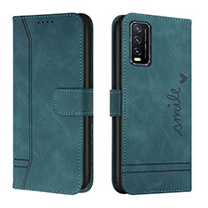 Leather Case Stands Flip Cover Holder H01X for Vivo Y11s Green