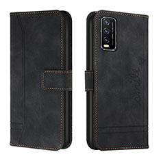 Leather Case Stands Flip Cover Holder H01X for Vivo Y20 Black