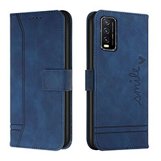 Leather Case Stands Flip Cover Holder H01X for Vivo Y20 Blue