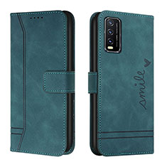 Leather Case Stands Flip Cover Holder H01X for Vivo Y30 Green