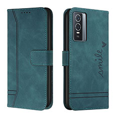 Leather Case Stands Flip Cover Holder H01X for Vivo Y76 5G Green
