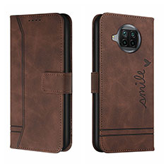 Leather Case Stands Flip Cover Holder H01X for Xiaomi Mi 10i 5G Brown