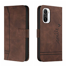 Leather Case Stands Flip Cover Holder H01X for Xiaomi Mi 11i 5G Brown