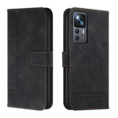 Leather Case Stands Flip Cover Holder H01X for Xiaomi Mi 12T 5G Black