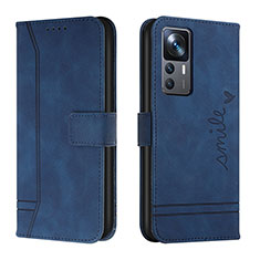 Leather Case Stands Flip Cover Holder H01X for Xiaomi Mi 12T Pro 5G Blue