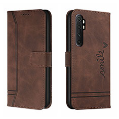 Leather Case Stands Flip Cover Holder H01X for Xiaomi Mi Note 10 Lite Brown