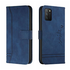 Leather Case Stands Flip Cover Holder H01X for Xiaomi Poco M3 Blue