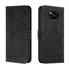 Leather Case Stands Flip Cover Holder H01X for Xiaomi Poco X3 Black